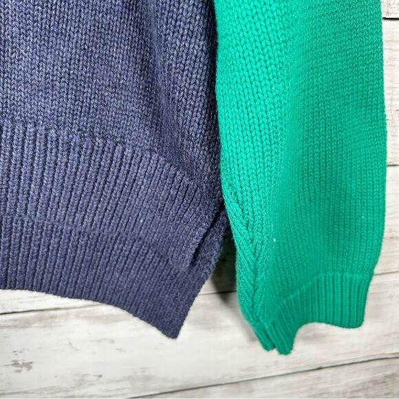 525 America Cotton Colorblock Boxy Knit Side Split Sweater L NEW - Picture 9 of 10